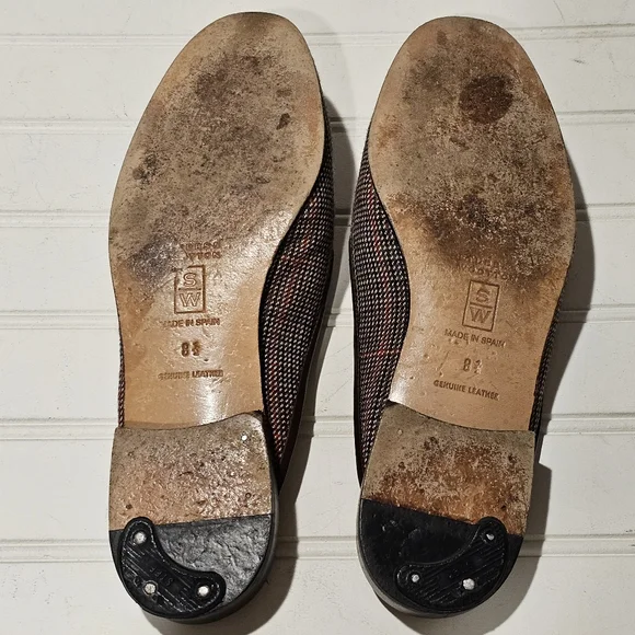 Stubbs & Wootton Plaid Gingham Straw Mule Flats - Picture 8 of 9